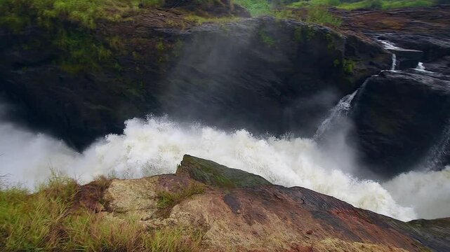 Murchison Falls, also known as Kabalega Falls, at the apex of Lake Albert on the Victoria Nile in&nbsp;Uganda