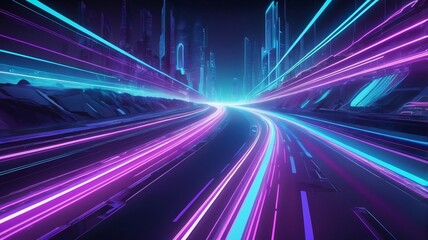 Abstract motion of city traffic at night, a vibrant tapestry of light, speed, and energy, captured in a dynamic interplay of lines and color