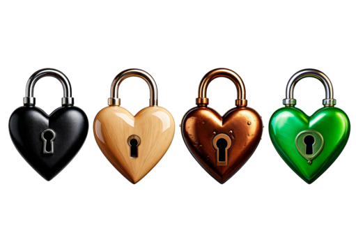 Set heart as a lock isolated on transparent background