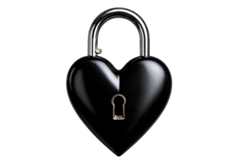 black heart as a lock isolated on transparent background