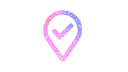 Icon map marker check is made up of LED square shapes. There are bright diodes and there are black dead diodes