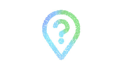 Icon map marker question is made up of LED square shapes. There are bright diodes and there are black dead diodes