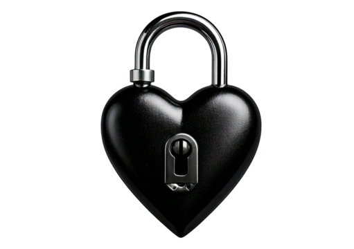 black heart as a lock isolated on transparent background