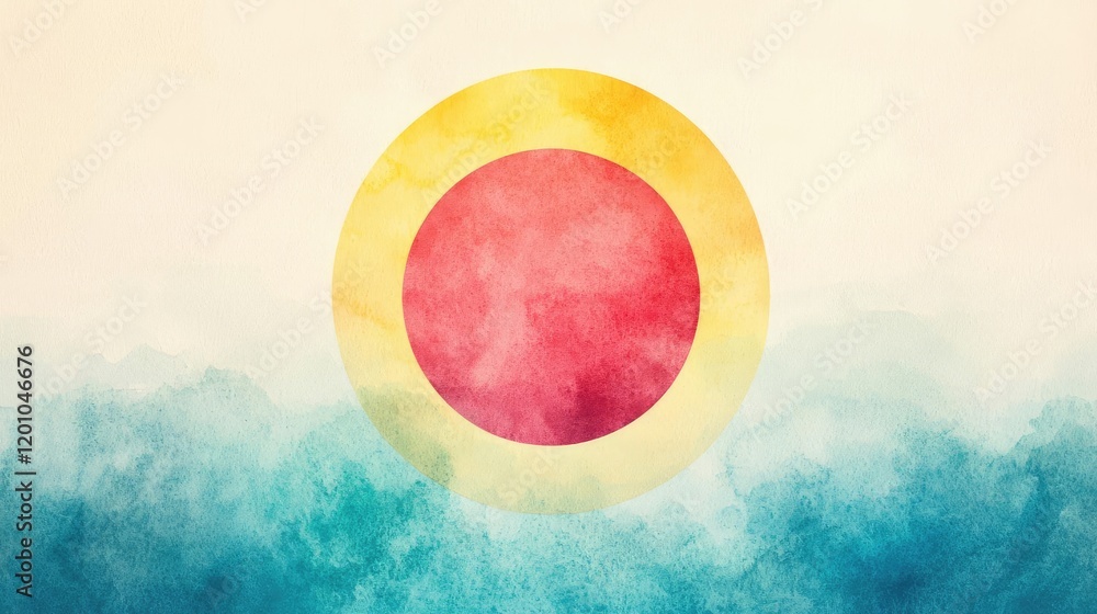 Aufkleber circular watercolor concept. abstract watercolor design with a circular pattern and soft color trans