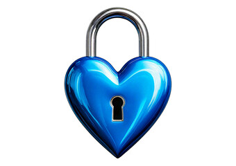 Blue heart as a lock isolated on transparent background