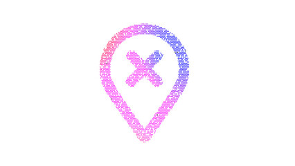 Obraz premium Icon map marker X is made up of LED square shapes. There are bright diodes and there are black dead diodes