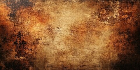 Obraz premium Rustic vintage background with rich brown, orange, and gold tones featuring a textured aged paper look with a grunge finish, perfect for creative projects.
