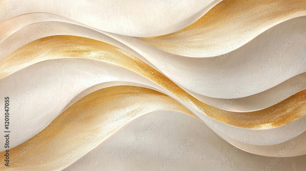 Poster beige gold watercolor idea. elegant wave patterns in soft tones create a soothing visual experience 