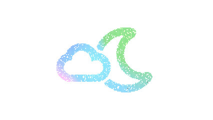 Icon moon cloud is made up of LED square shapes. There are bright diodes and there are black dead diodes
