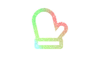 Icon mitten is made up of LED square shapes. There are bright diodes and there are black dead diodes