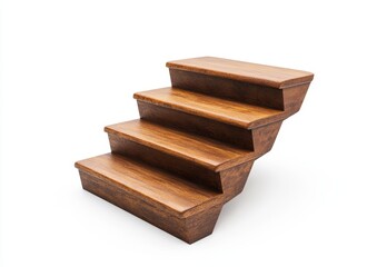 Small wooden staircase isolated on white.