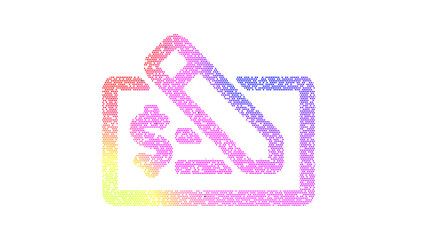 Icon money check usd is made up of LED square shapes. There are bright diodes and there are black dead diodes