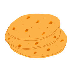 Flatbread. Traditional Middle Eastern food. Hand drawn vector illustration