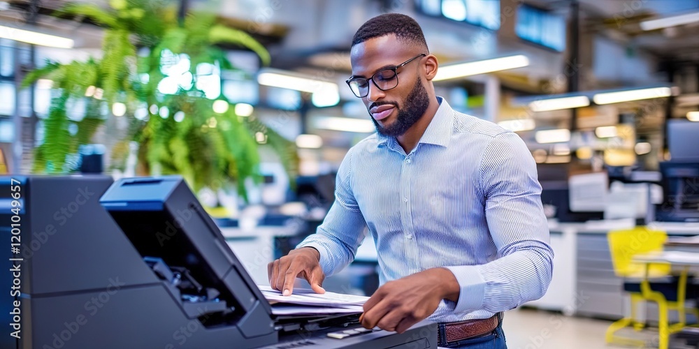 Wall mural office worker using copier
