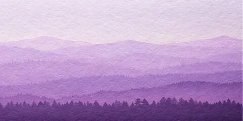 Fototapeta premium Purple Mountain Majesty A Serene Watercolor Landscape of Misty Peaks and Silhouetted Trees