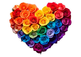 Happy valentines day love heart Shaped rainbow rose lgbt pride isolated on marble, lgbtq isolated...