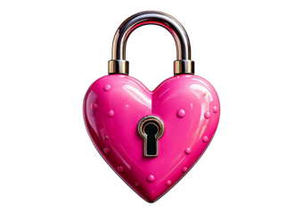 Pink heart as a lock isolated on transparent background