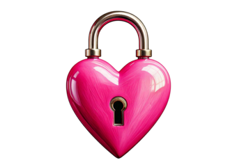 Pink heart as a lock isolated on transparent background