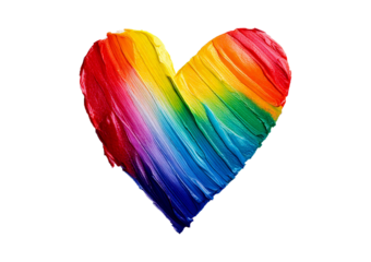 Rainbow heart drawing expressing love and diversity isolated on transparent or white background.