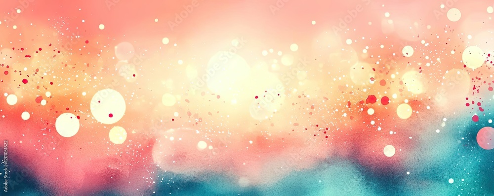 Poster confetti watercolor idea. abstract colorful background with soft bokeh effects and vibrant light pat