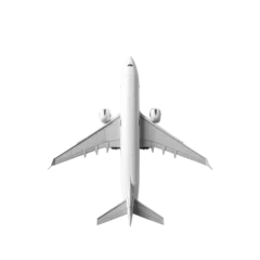 Fotobehang White airplane top view on transparent background © thienhuong