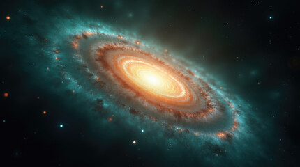 Swirling galaxy with vibrant colors and bright core captured in deep space