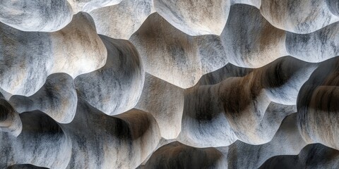 Abstract close up of textured stone background with shades of gray and beige, featuring flowing, organic shapes and intricate surface details.