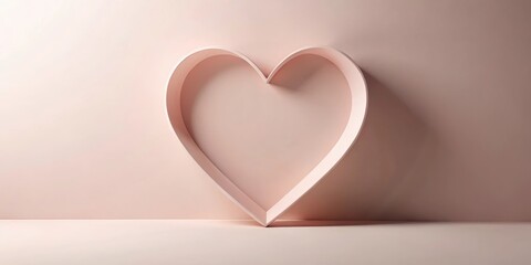 A blush pink heart-shaped frame against a pale background for your design