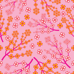 Seamless bouquet of flowers on pink background