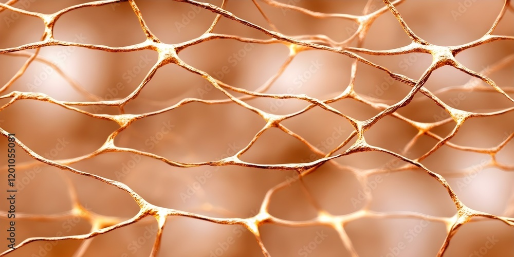 Poster a close-up view of a complex network of neurons or nerve cells, showcasing their intricate structure