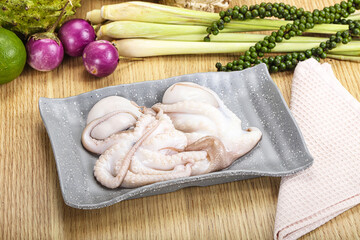 Delicous fresh raw uncooked octopus