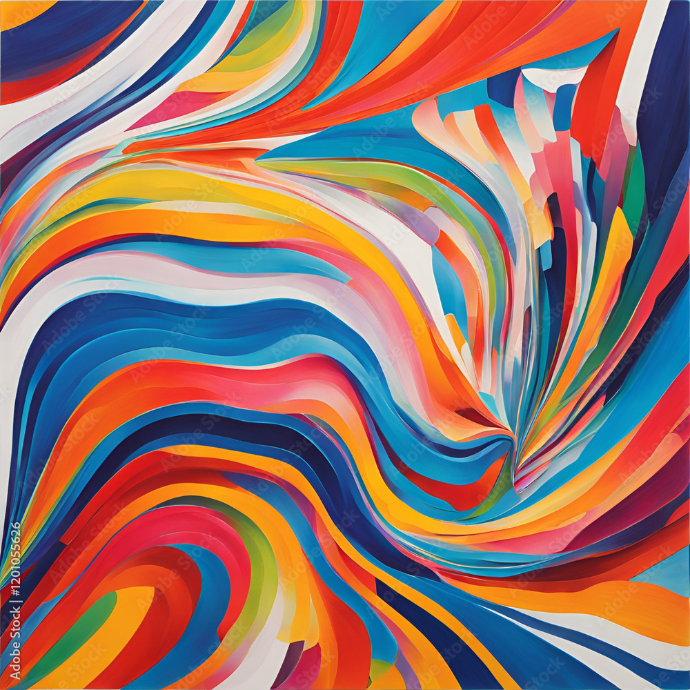 Poster a dynamic swirl of vibrant, colorful lines creating a lively and abstract design. the bold hues of r