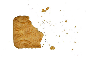 biscuit bite with crumbs scattered