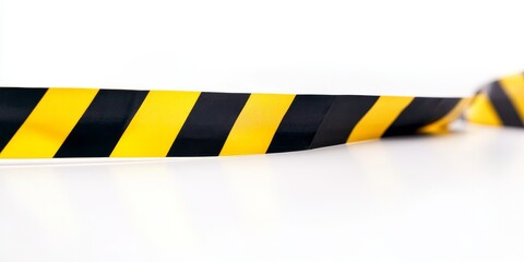Yellow and black striped caution tape on white background. (2)