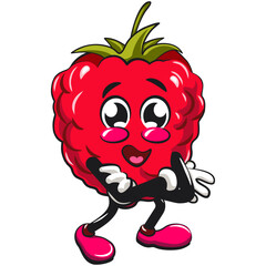Cute raspberry fruit vektor illustration mascot character folding his arms calmly, work of hand drawn