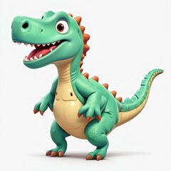 Naklejka premium 3d dragon or dinosaur cartoon illustration with a smile isolated on white background