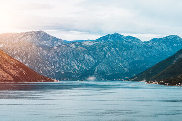 Beautiful Kotor Bay surrounded by mountains and sea