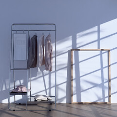 Frame mockup, ISO A paper size. Living room wall poster mockup. Interior mockup with house...