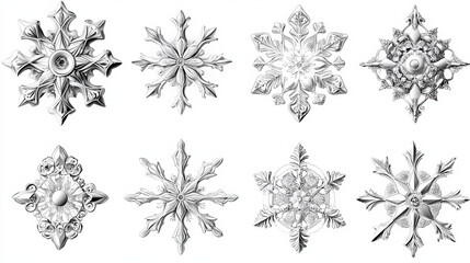Jpeg version. Set of snowflakes for design isolated on white. Vector version is also available