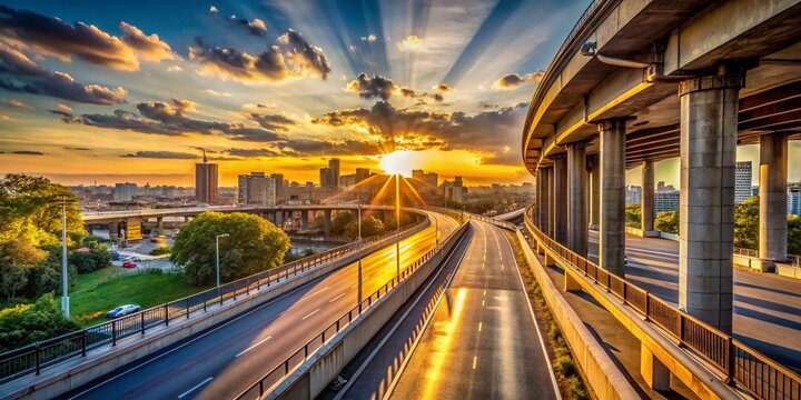 Elevated Highway Overpass,  Brooklyn Skyline, New York City, Urban Landscape, Belt Parkway Drive
