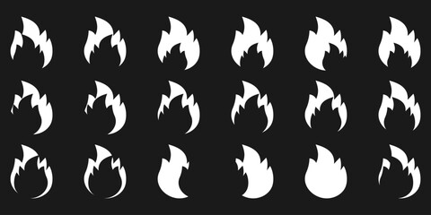 collection of fire logo icon designs, professional fire icons, fire logo designs, silhouettes, badges, blazing fire, burning, hot, burning, warning, fire symbols
