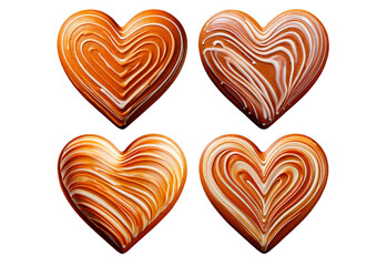 Heart shaped cookie with striped glaze isolated on transparent background