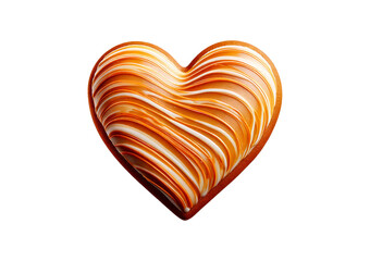 Heart shaped cookie with striped glaze isolated on transparent background