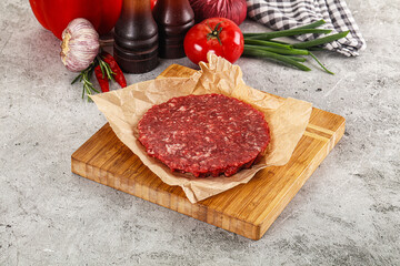 Raw beef burger cutlet minced meat