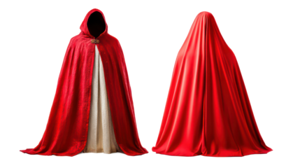 Two Red Cloaks Displayed Against Transparent Background Generative AI