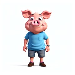 Fototapeta premium 3d pig cartoon illustration with a smile isolated on white background