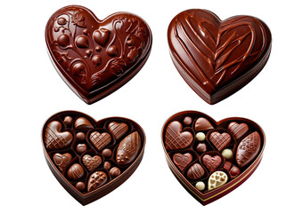 Chocolate valentine side view isolated on transparent or white background