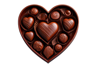 Chocolate valentine side view isolated on transparent or white background