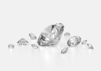 Beautiful dazzling diamonds on white background