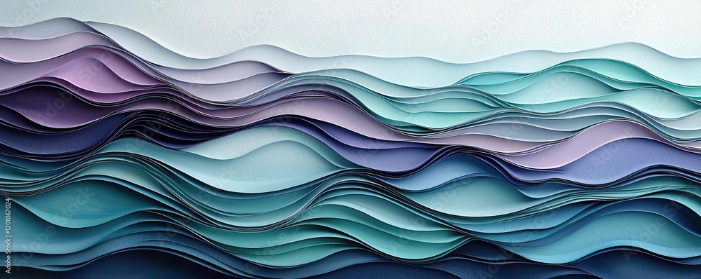 Poster fantasy watercolor idea. abstract layered waves in serene colors create a calm and tranquil visual e